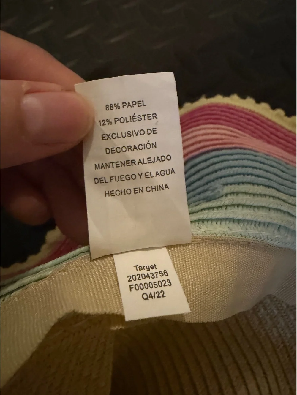 Target Women's Rainbow Striped Wide Brim Straw Bucket Sun Hat with Pom Pom Trim